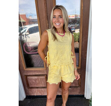 Lemon Embroidered High Waist Shorts