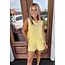 The Uptown Peach Lemon Embroidered High Waist Shorts