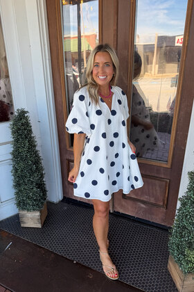 Polka Party Puff Sleeve Dress