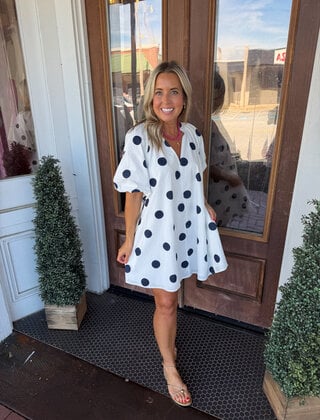 Polka Party Puff Sleeve Dress