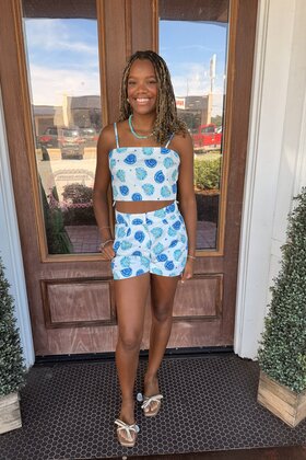 Ocean Whimsy Shell Print Top