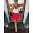 The Uptown Peach Red Detailed Skort