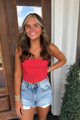 Carly Cropped Polka Dot Top