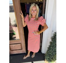 Red Striped Sleeve Detail Dress