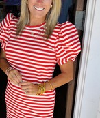 Red Striped Sleeve Detail Dress