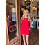 The Uptown Peach Red Contrast Line Stitch Top