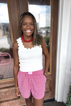 Gingham Girl Elastic Waist Shorts
