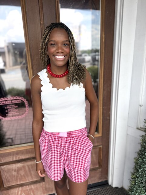 Gingham Girl Elastic Waist Shorts
