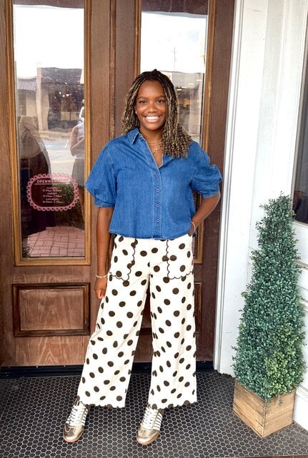 Scalloped Dot Darling Pants