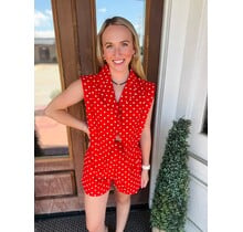 Dotted Romper - Red