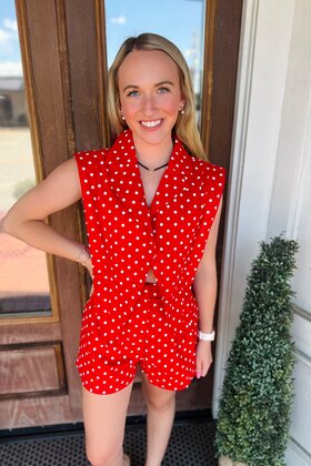 Dotted Romper - Red