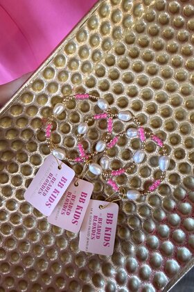 Beaded Blondes Kids Pink Pearl Poppi Bracelet
