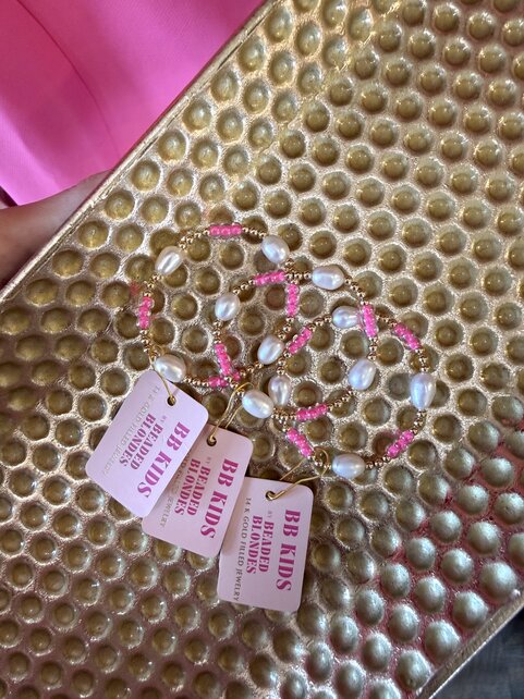 Beaded Blondes Kids Pink Pearl Poppi Bracelet