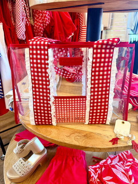 Case-Mate Jelly Tote - Clear Cherry Gingham Eyelet Ruffle
