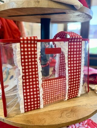 Case-Mate Jelly Tote - Clear Cherry Gingham Eyelet Ruffle