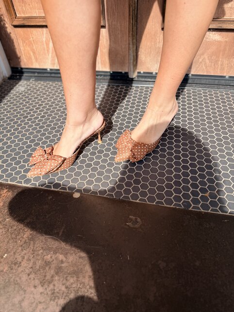 Dotted in Bows Brown Heel
