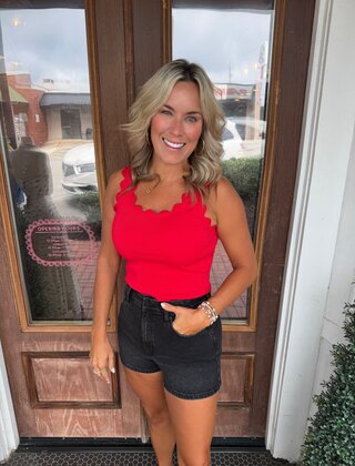 Red Scallop Tee