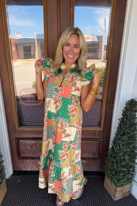Ruffled Patchwork Dress