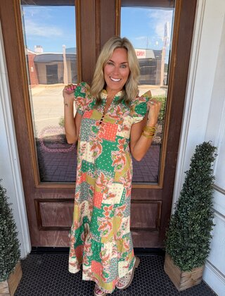 Ruffled Patchwork Dress