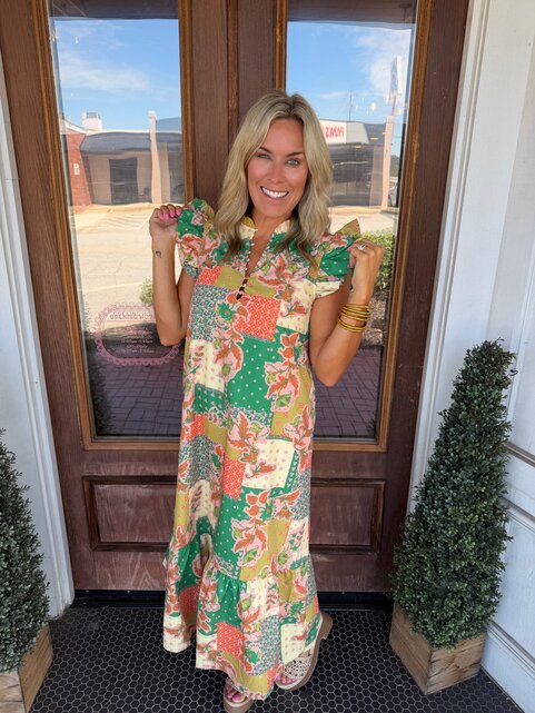 Ruffled Patchwork Dress