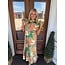 The Uptown Peach Ruffled Patchwork Dress