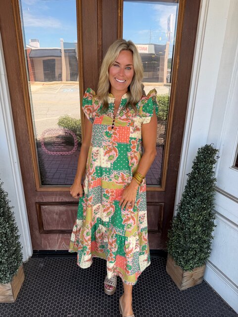 Ruffled Patchwork Dress