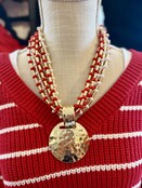 Red & White Layered Necklace