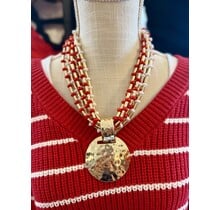 Red & White Layered Necklace