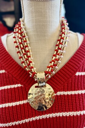 Red & White Layered Necklace