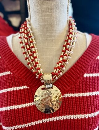 Red & White Layered Necklace