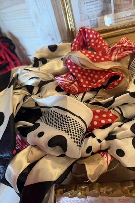 White & Black Polka Dot Scarf