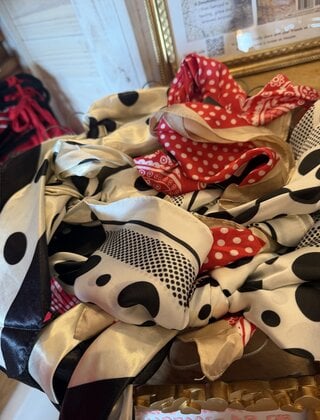 White & Black Polka Dot Scarf