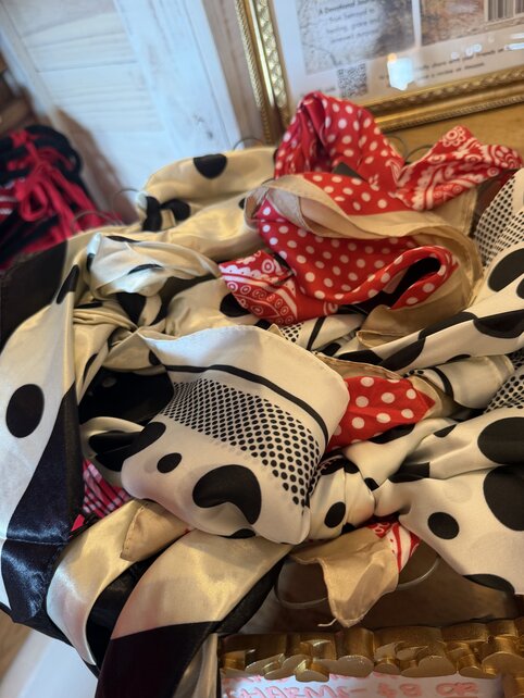 White & Black Polka Dot Scarf