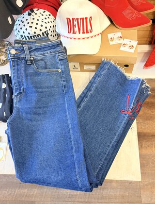 Bow Detail Straight Leg Jeans