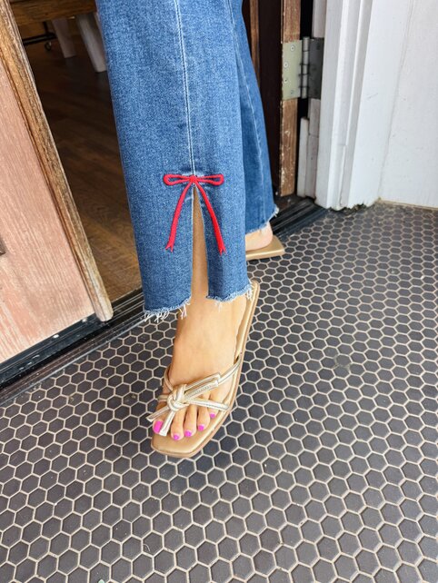 Bow Detail Straight Leg Jeans