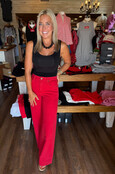Clean Hem Wide Leg Red Jeans