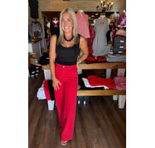 Clean Hem Wide Leg Red Jeans