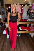 Clean Hem Wide Leg Red Jeans