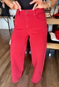 Clean Hem Wide Leg Red Jeans
