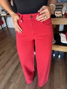 Clean Hem Wide Leg Red Jeans