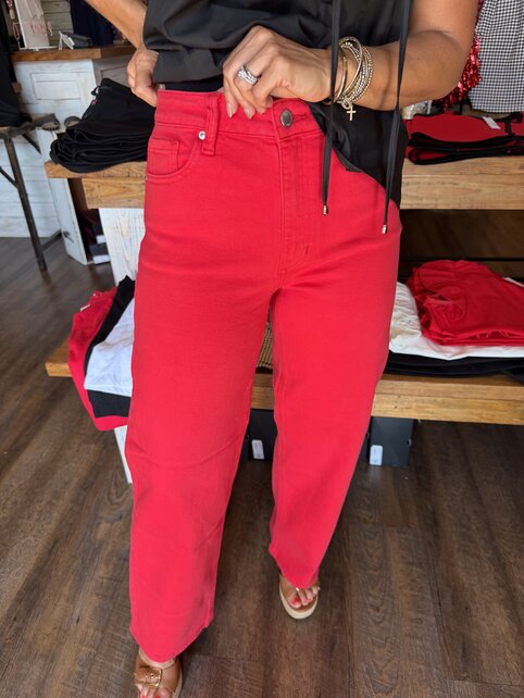 Vintage Straight Jeans - Red