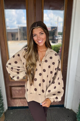 Polka Dot Half-Snap Sweatshirt