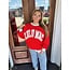 The Uptown Peach LULUMAC Stitch Sweatshirt Red/White