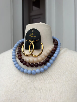 3 Layered Multicolor Marble Necklace