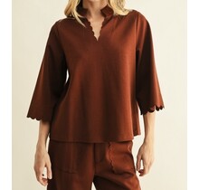 Chestnut Charm Scalloped Top