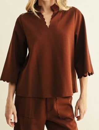 Chestnut Charm Scalloped Top
