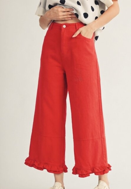 Red Ruffle Jeans