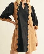 Caramel Charm Scalloped Dress