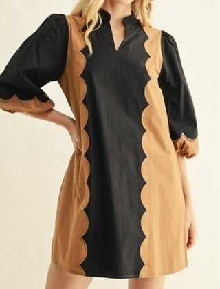 Caramel Charm Scalloped Dress