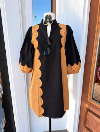 Caramel Charm Scalloped Dress